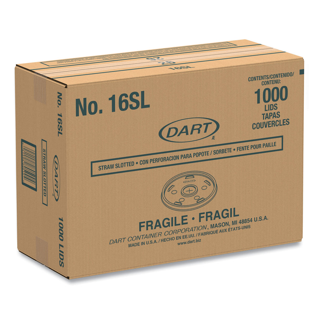 Plastic Lids, Fits 12 oz to 24 oz Hot/Cold Foam Cups, Straw-Slot Lid, White, 100/Pack, 10 Packs/Carton