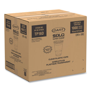 Ultra Clear PET Cups, 16 oz, Squat, 50/Bag, 20 Bags/Carton