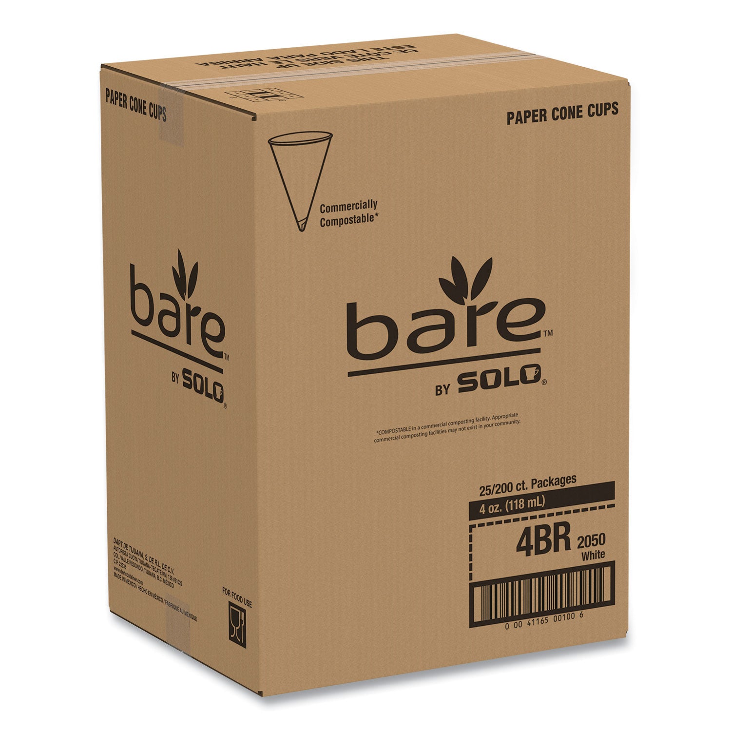 Solo Eco-Forward 4 oz Treated Paper Cone Water Cups - Cone - 200 / Pack - White - Paper - Cold Drink