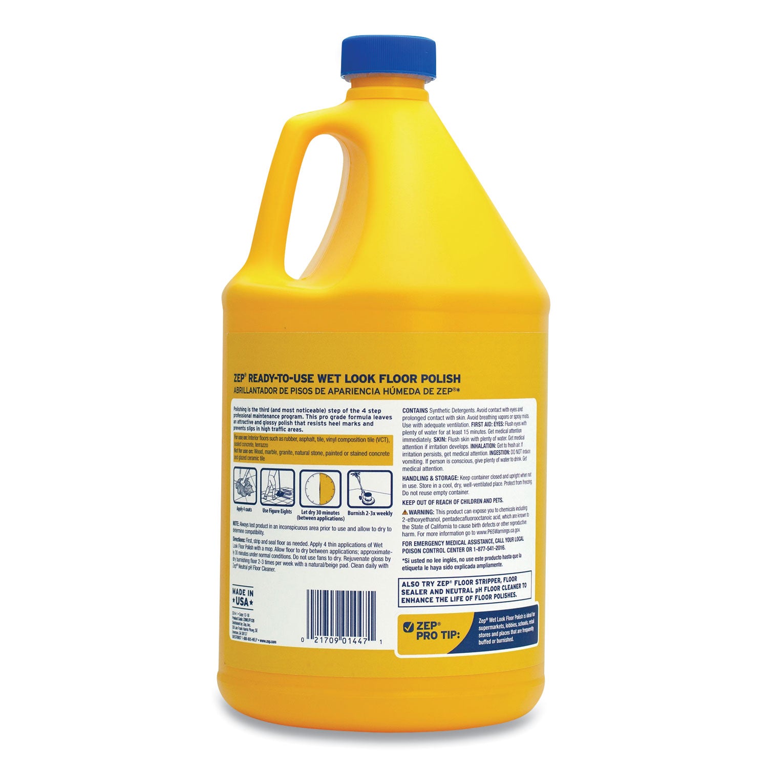Wet Look Floor Polish, 1 gal, 4/Carton