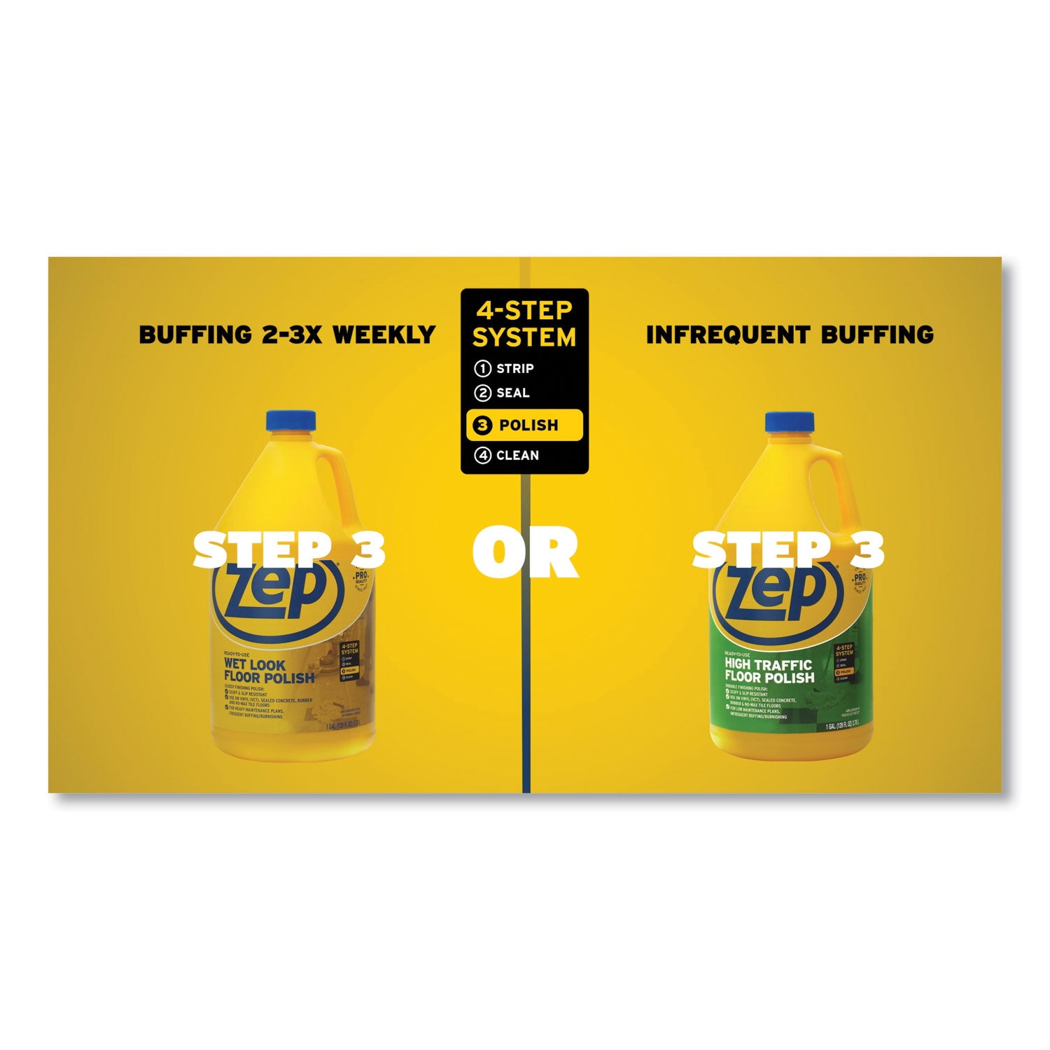 Wet Look Floor Polish, 1 gal, 4/Carton