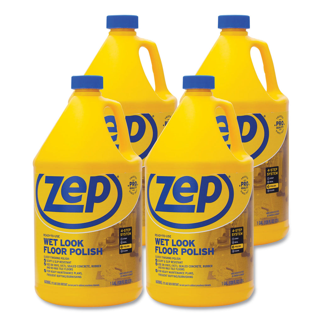 Wet Look Floor Polish, 1 gal, 4/Carton