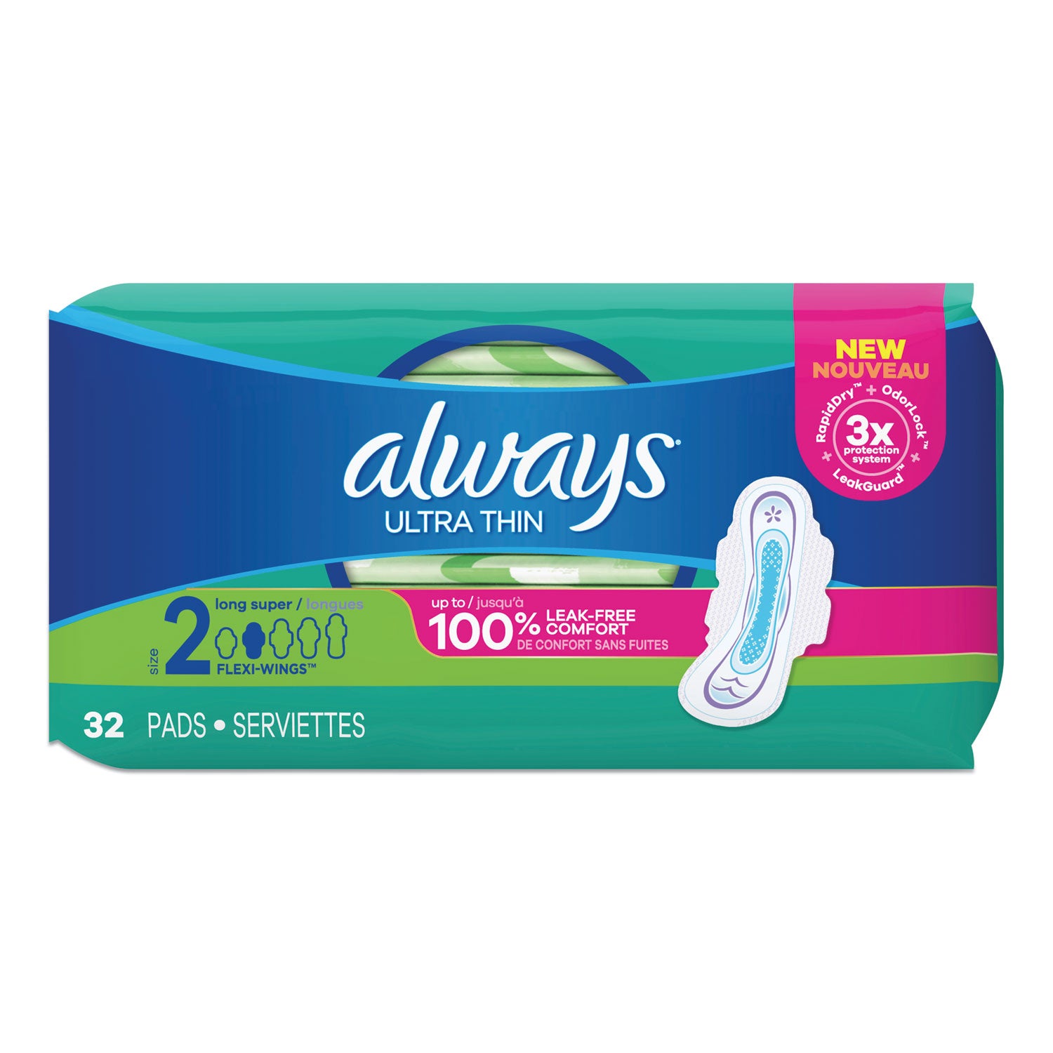ultra-thin-pads-with-wings-size-2-long-super-absorbent-32-pack_pgc97020pk - 2