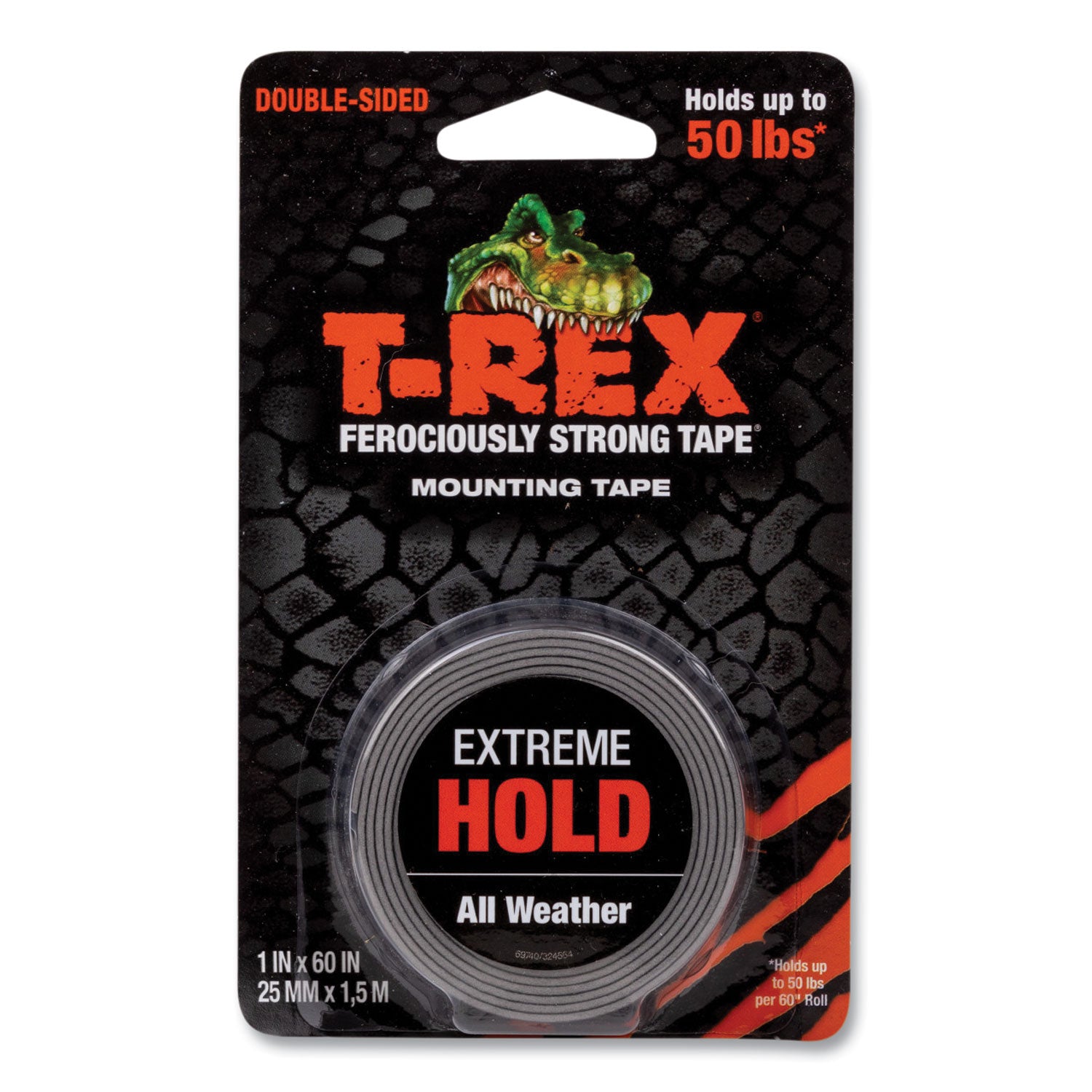 Extreme Hold Mounting Tape, 1.5" Core, 1" x 1.66 yds, Black