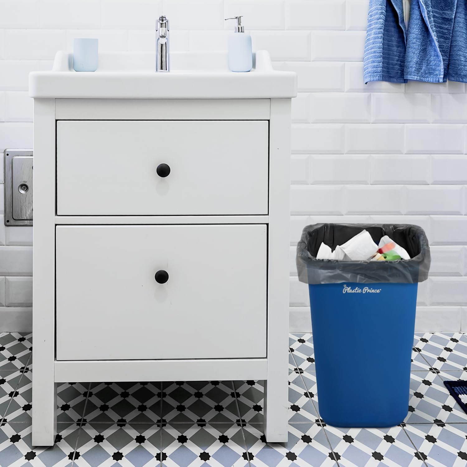 28-QT Blue Wastebasket