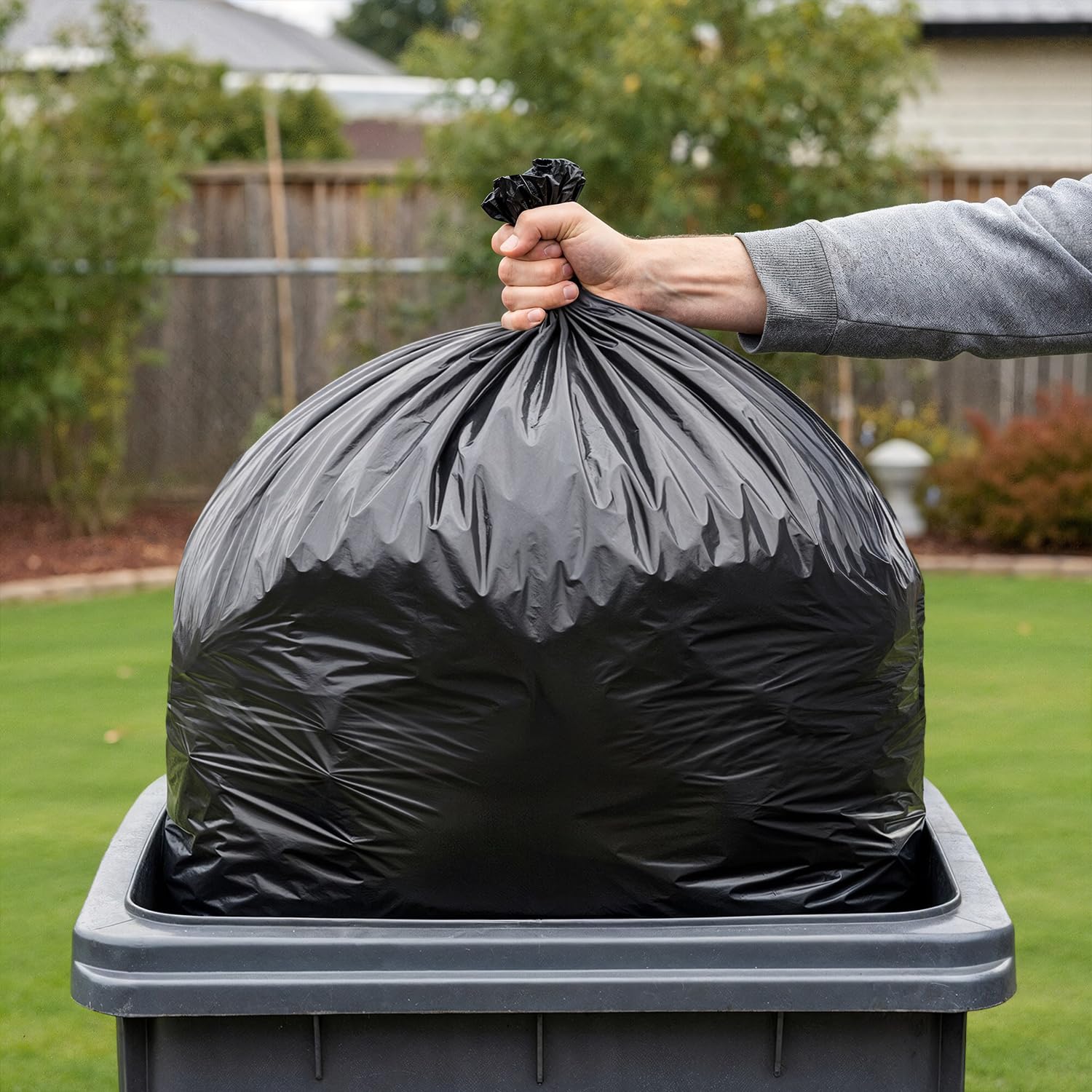 Plastic Prince 55-60 Gallon Trash Bags 2 Mil Heavy Duty Fits Rubbermaid Brute Round Square 32-55 gal Trash Cans 43" x 47" Large Durable Garbage Trash Can Liners, Black 50 of Pack