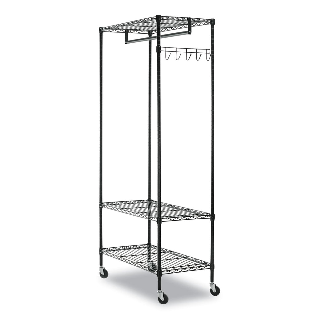 Wire Shelving Garment Rack, 40 Garments, 48w x 18d x 75h, Black
