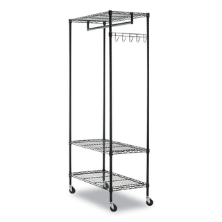 Wire Shelving Garment Rack, 40 Garments, 48w x 18d x 75h, Black