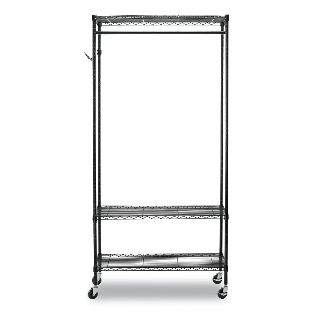 Wire Shelving Garment Rack, 40 Garments, 48w x 18d x 75h, Black
