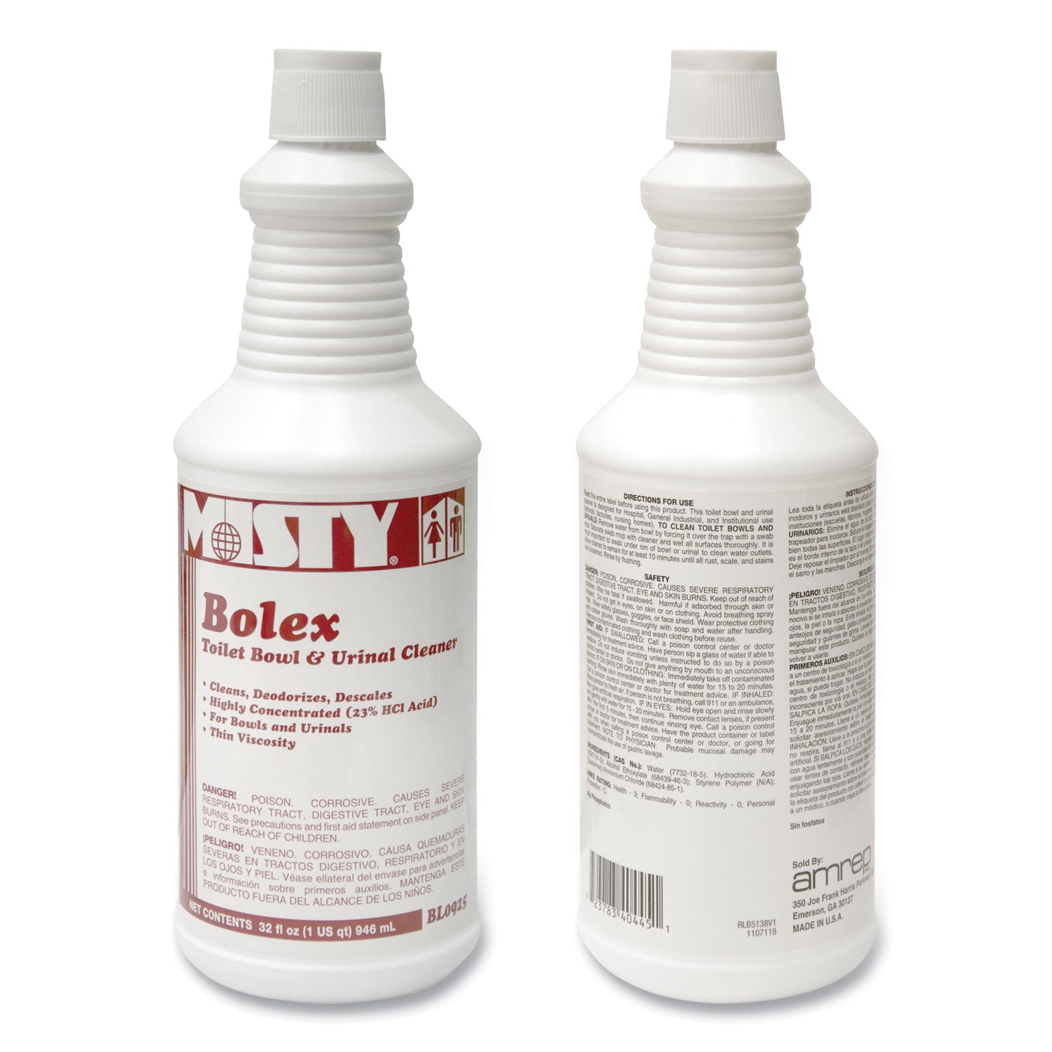 Bolex 23 Percent Hydrochloric Acid Bowl Cleaner, Wintergreen, 32oz, 12/Carton