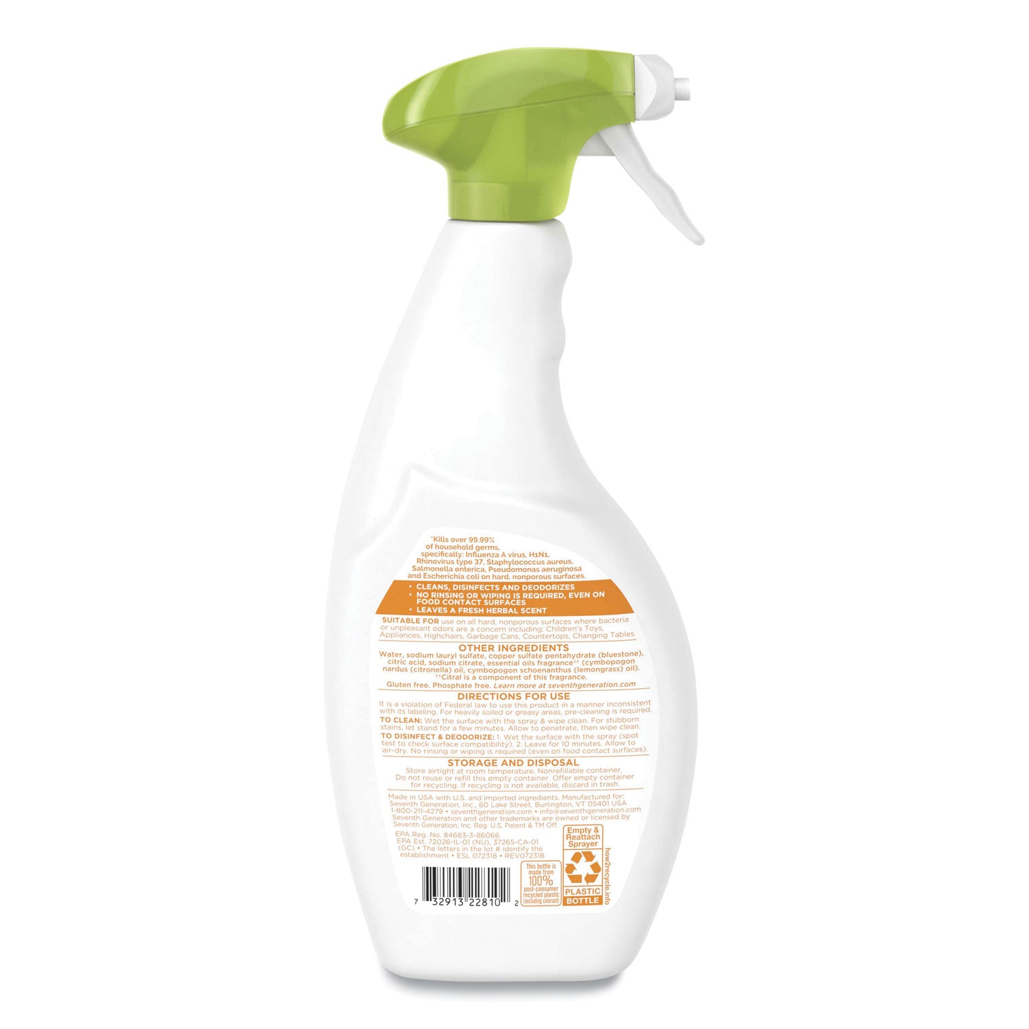 Botanical Disinfecting Multi-Surface Cleaner, 26 oz Spray Bottle, 8/Carton - 
