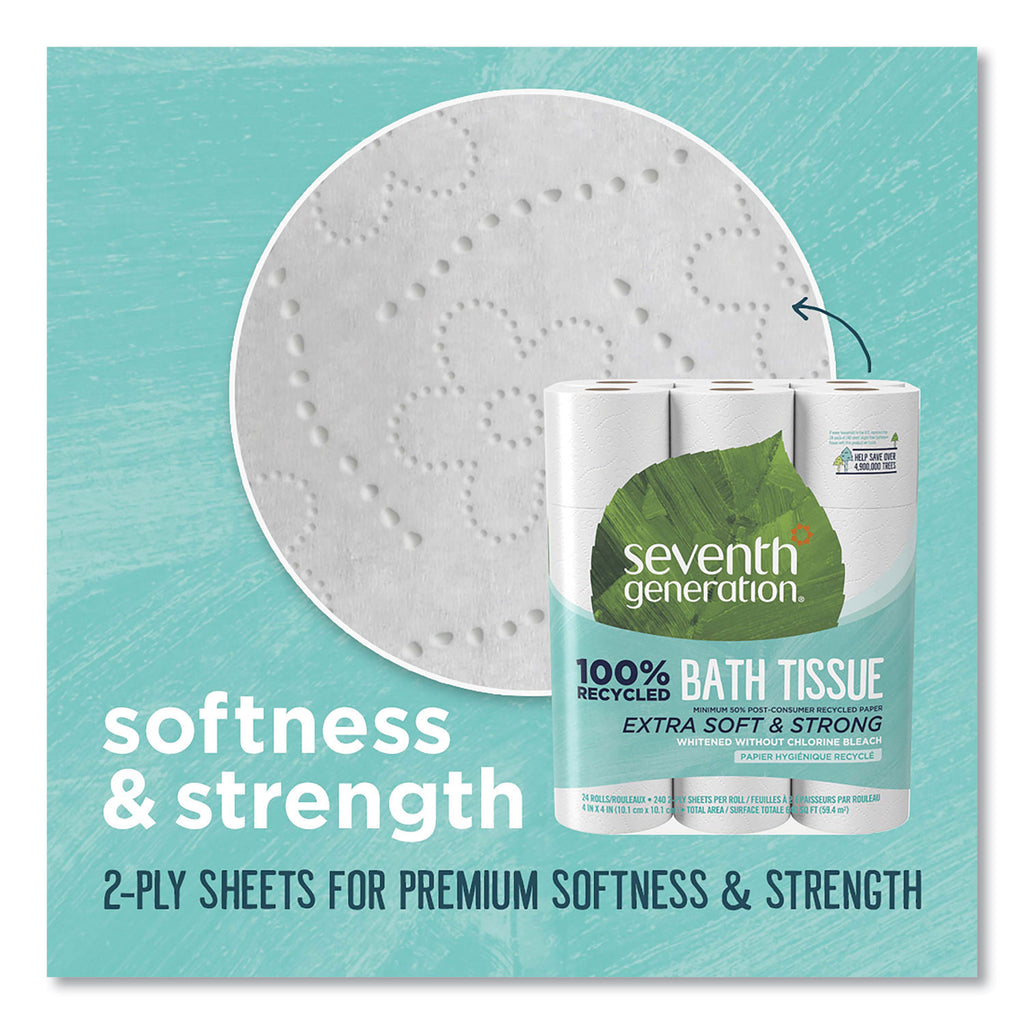 100% Recycled Bathroom Tissue, Septic Safe, 2-Ply, White, 240 Sheets/Roll, 24/Pack, 2 Packs/Carton