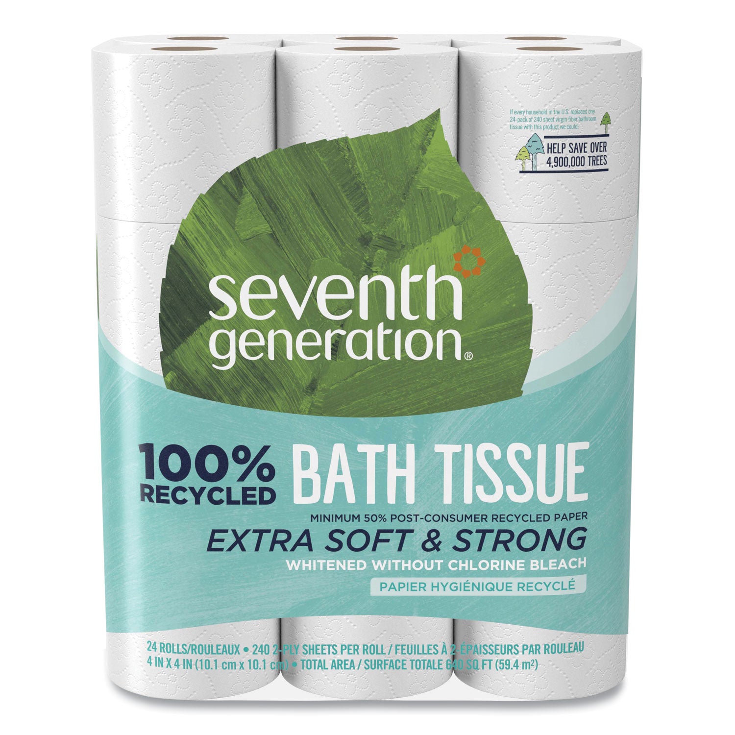 100% Recycled Bathroom Tissue, Septic Safe, 2-Ply, White, 240 Sheets/Roll, 24/Pack - 