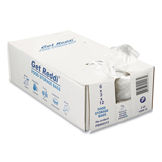 Food Bags, 2 qt, 0.68 mil, 6" x 12", Clear, 1,000/Carton