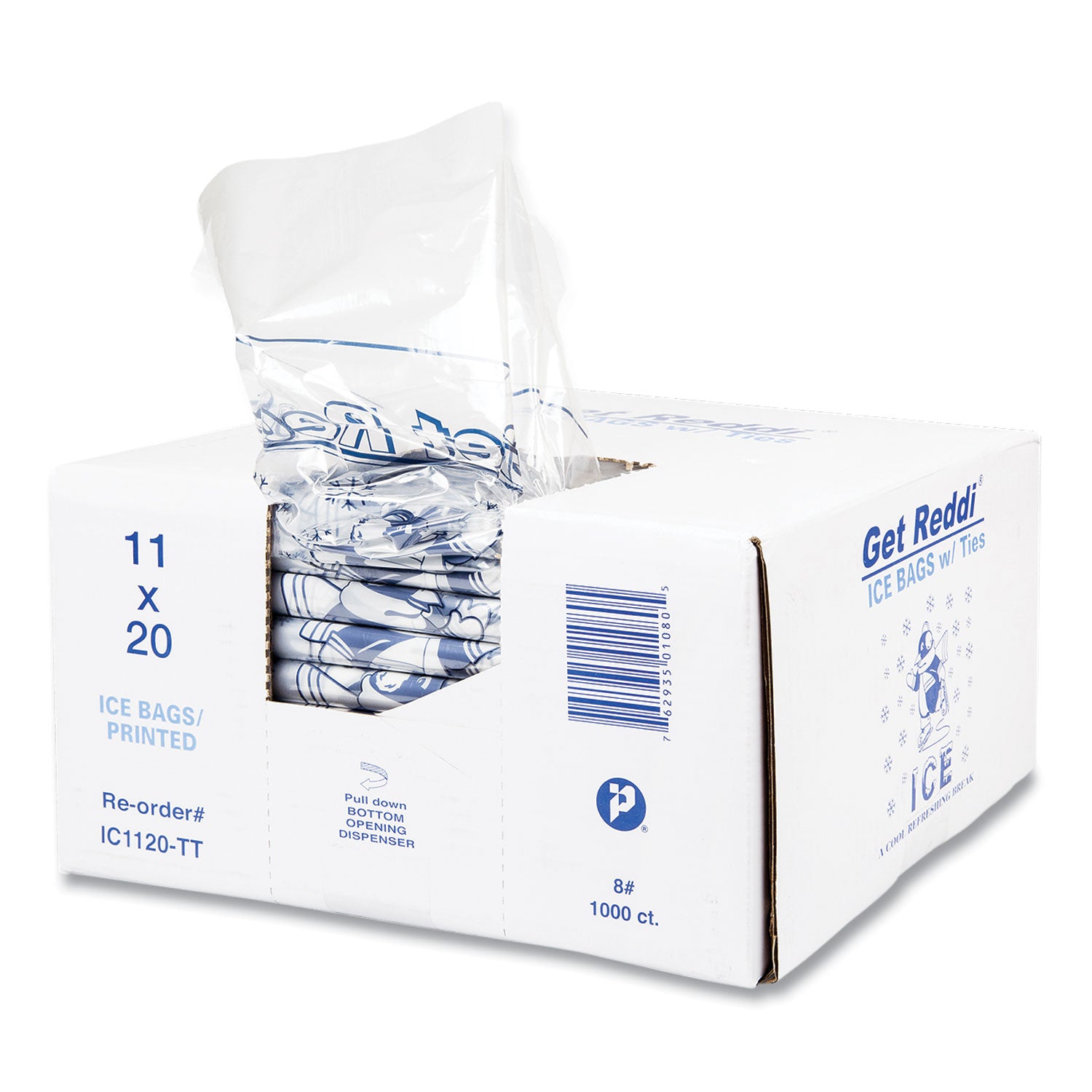 Ice Bags, 1.5 mil, 11" x 20", Clear, 1,000/Carton