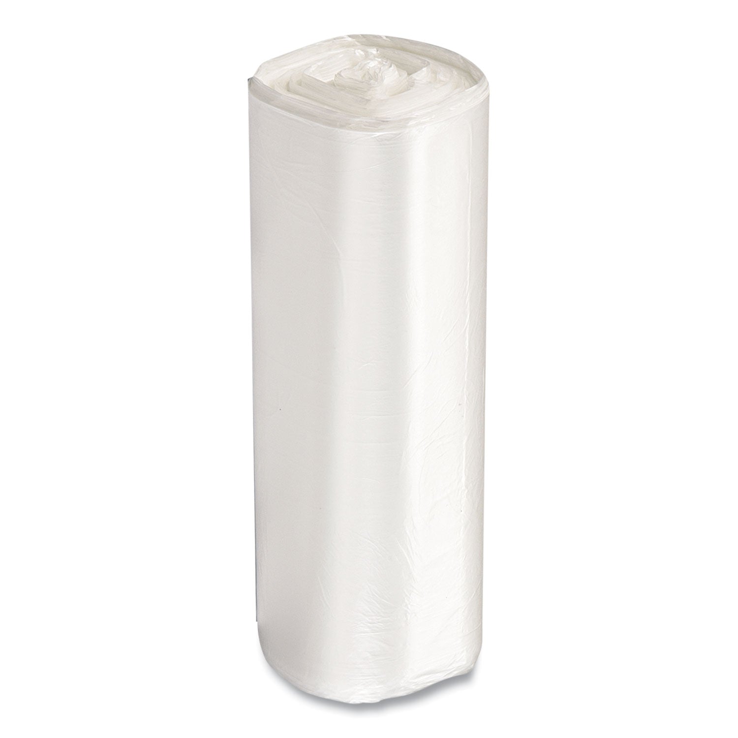 High-Density Commercial Can Liners Value Pack, 60 gal, 19 mic, 38" x 58", Clear, 25 Bags/Roll, 6 Interleaved Rolls/Carton