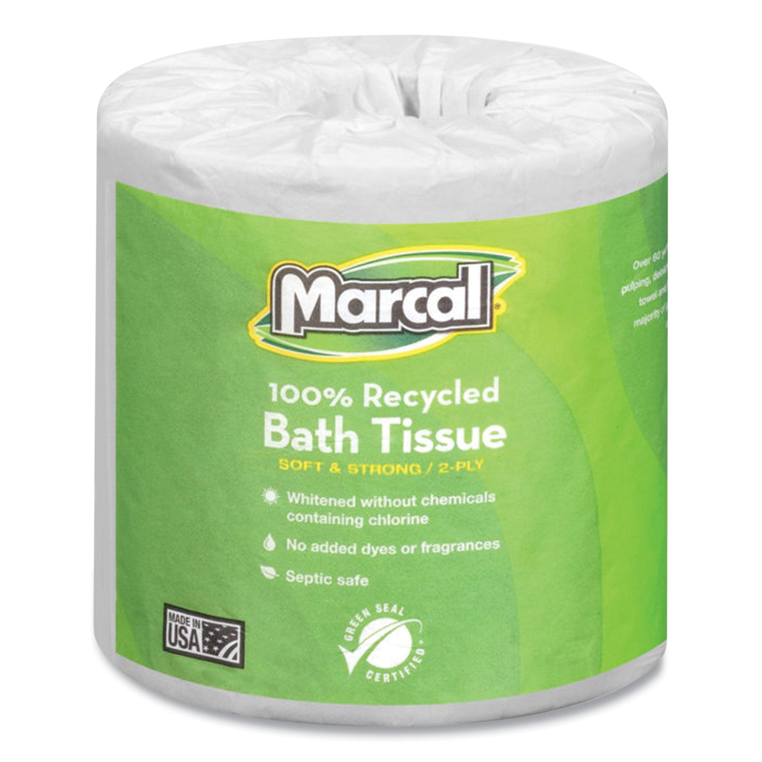 100% Recycled 2-Ply Bath Tissue, Septic Safe, Individually Wrapped Rolls, White, 330 Sheets/Roll, 48 Rolls/Carton - 