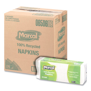 100% Recycled Luncheon Napkins, 11.4 x 12.5, White, 400/Pack, 6PK/CT