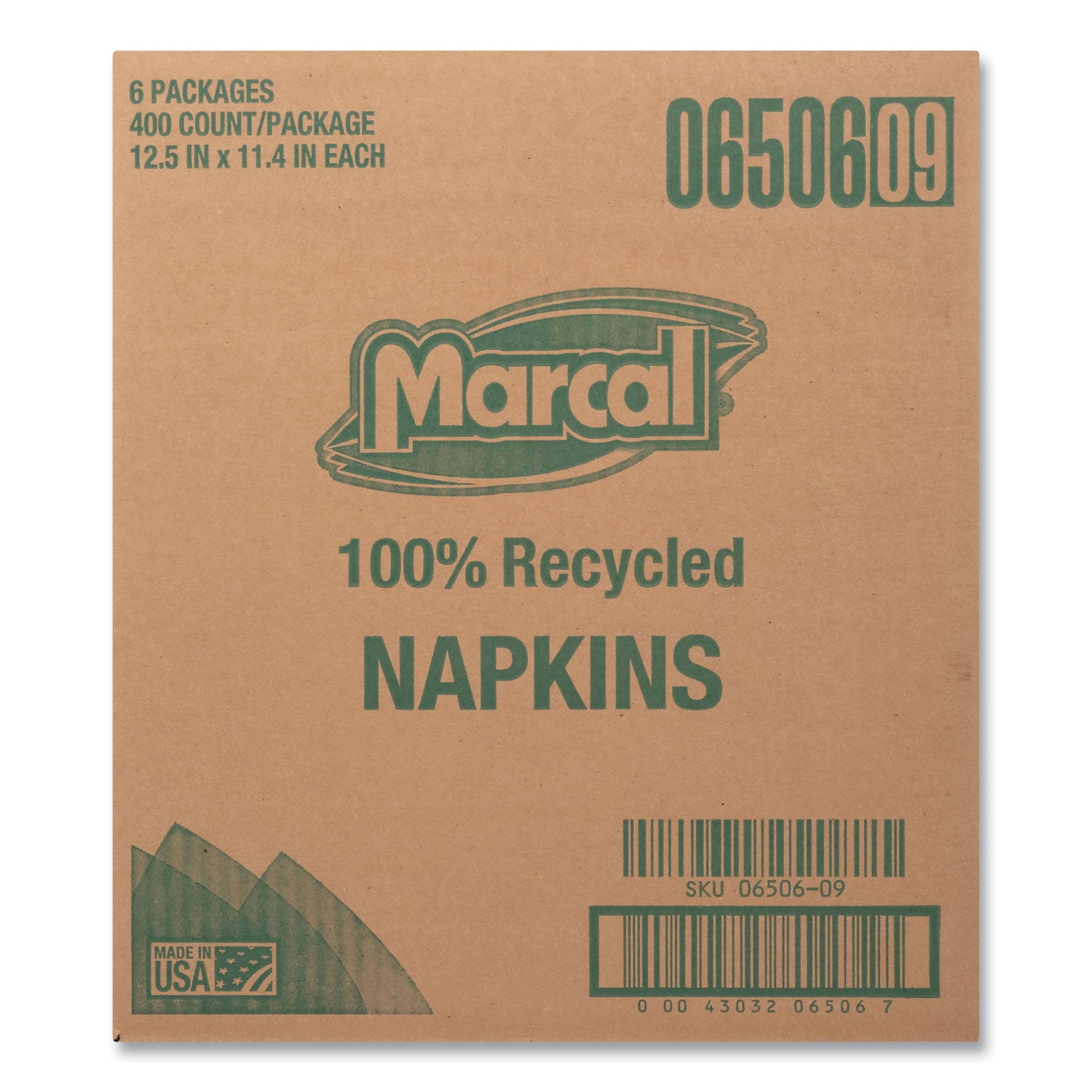 100% Recycled Luncheon Napkins, 11.4 x 12.5, White, 400/Pack, 6PK/CT - 