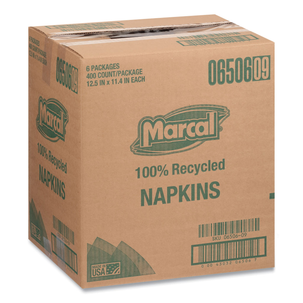 100% Recycled Luncheon Napkins, 11.4 x 12.5, White, 400/Pack, 6PK/CT