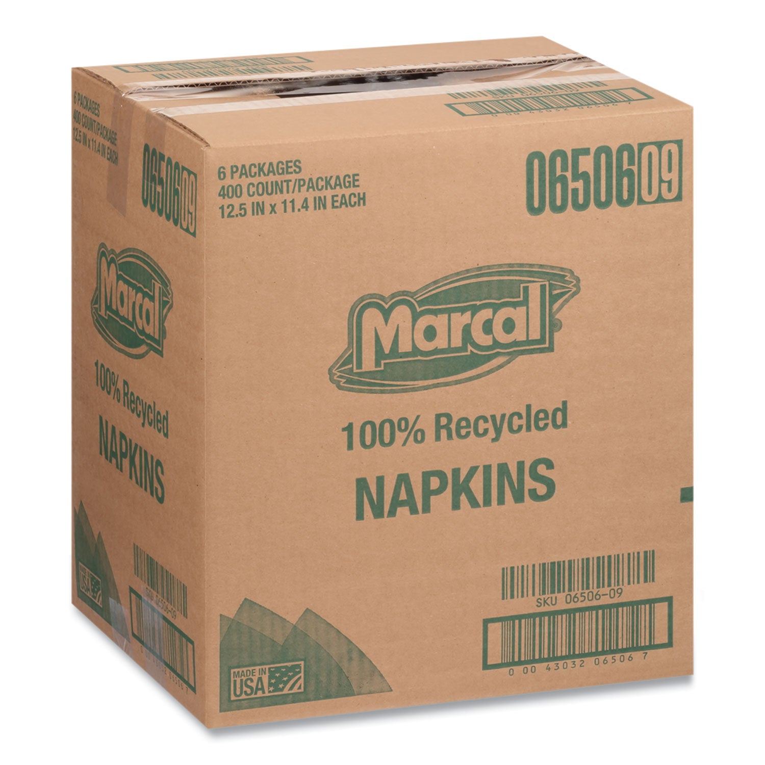 100% Recycled Luncheon Napkins, 11.4 x 12.5, White, 400/Pack, 6PK/CT