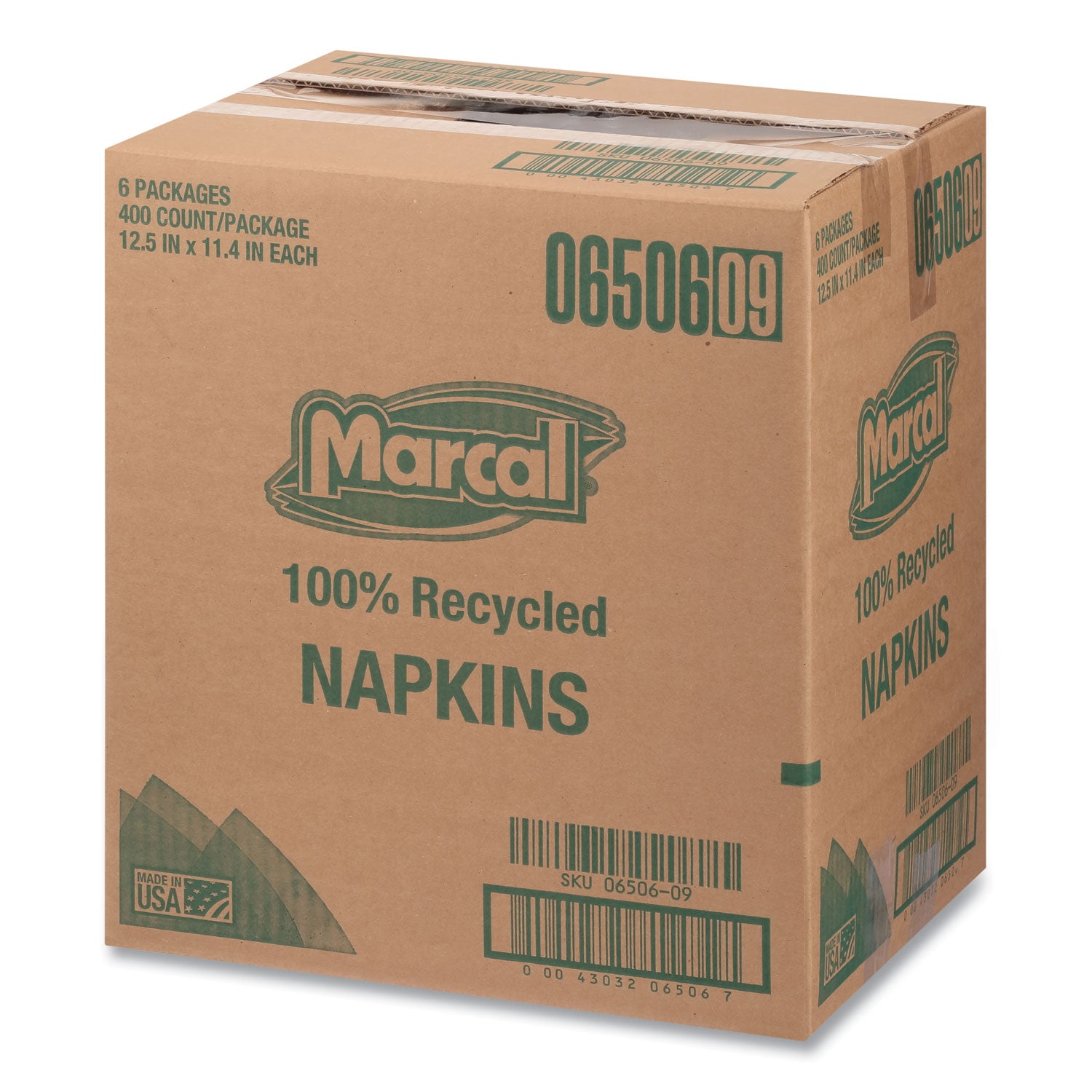 100% Recycled Luncheon Napkins, 11.4 x 12.5, White, 400/Pack, 6PK/CT - 