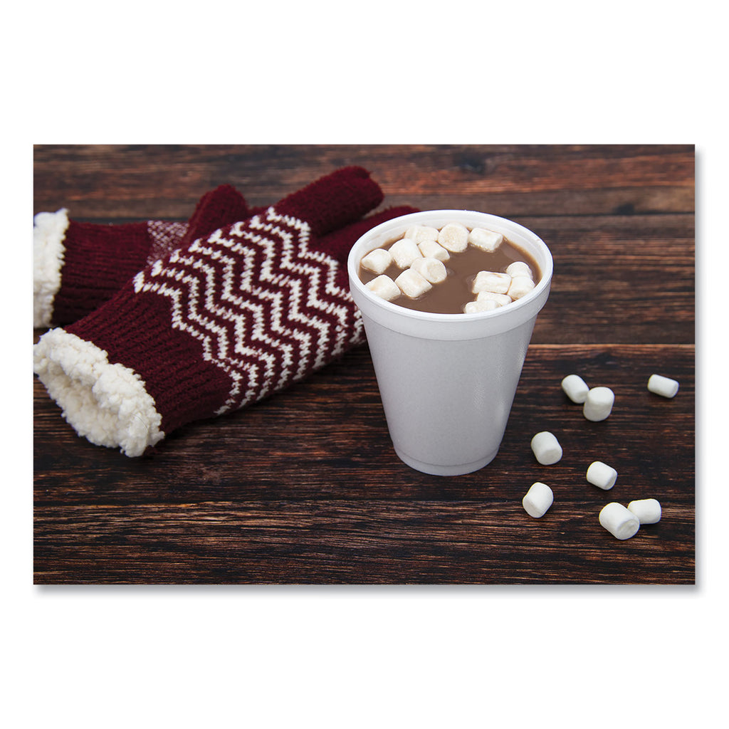Foam Drink Cups, 12 oz, Squat, White, 1,000/Carton