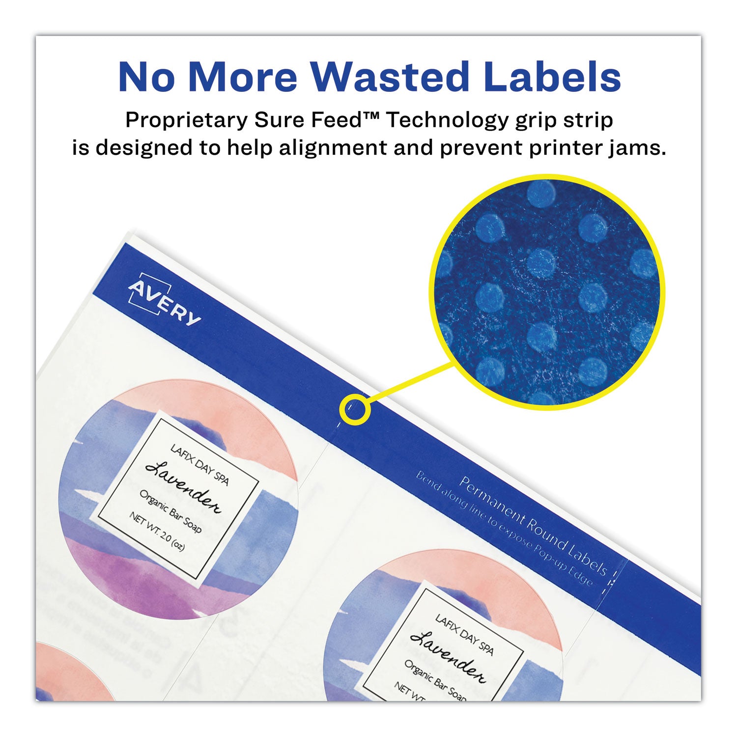 Printable Self-Adhesive Permanent ID Labels w/Sure Feed, 0.75" dia, Clear, 400/PK