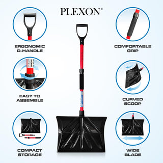47" Snow Pusher with 2-piece Fiberglass Handle & Plastic D-Grip, 18" Wide Blade