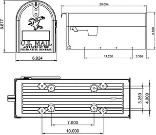 Plexon Mailboxes Classic Post Mount Mailbox - 20" L x 8.9" H x 6-7/8" W, Galvanized Steel, White, Rust-Resistant Powder Coated Finish