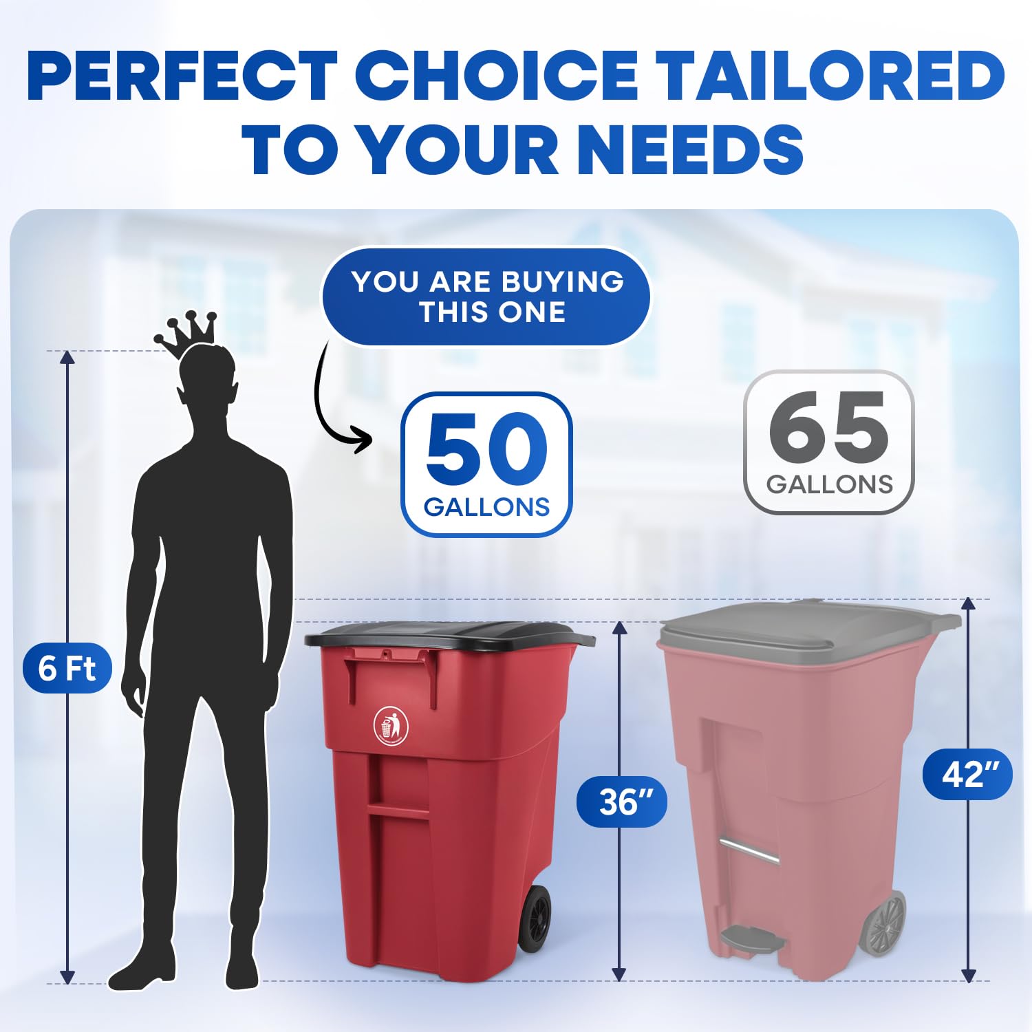 50 Gallon Rollout Container, Red