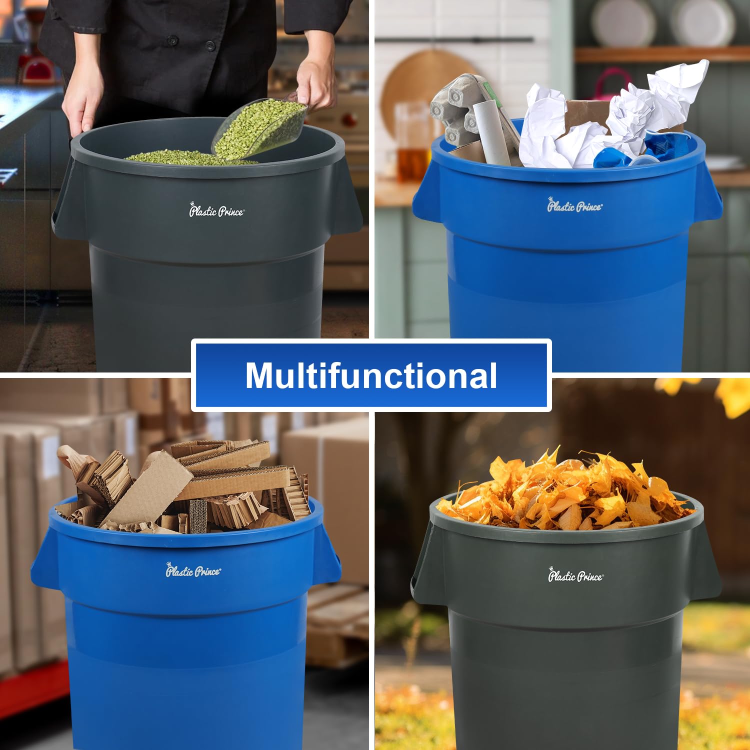32 Gal Gray Round Trash Can