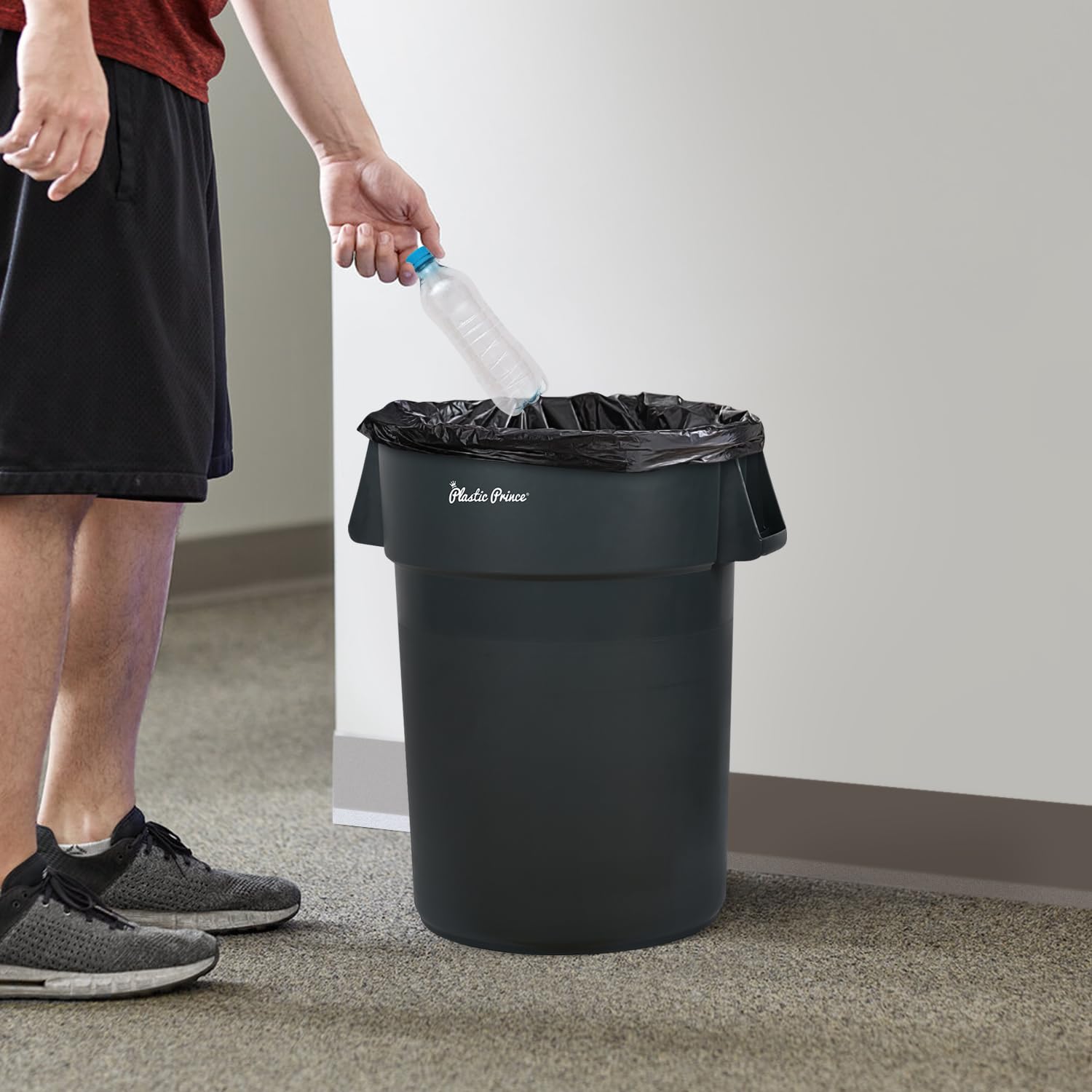 44 Gal Gray Round Trash Can