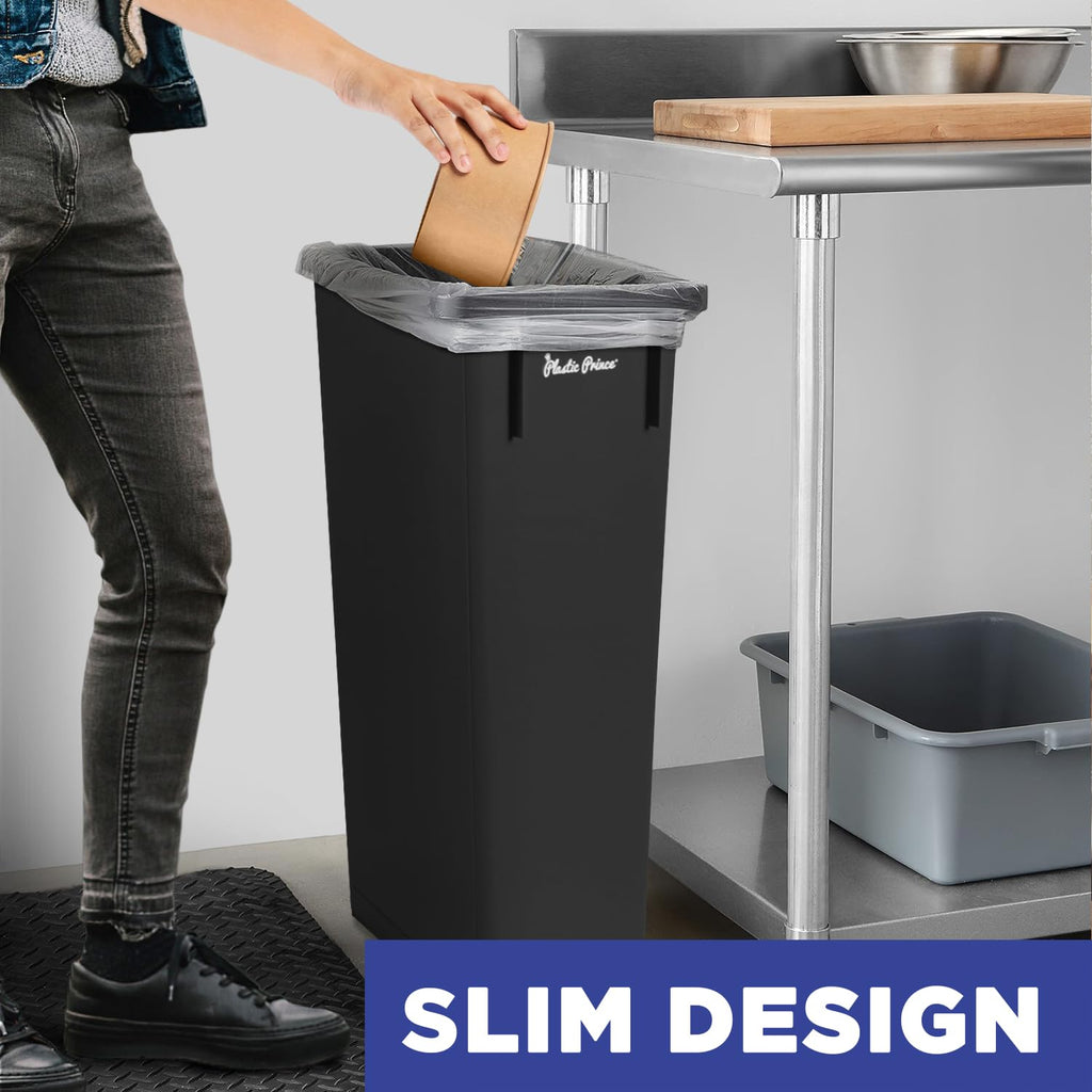 23 Gal Black Slim Rectangular Trash Can