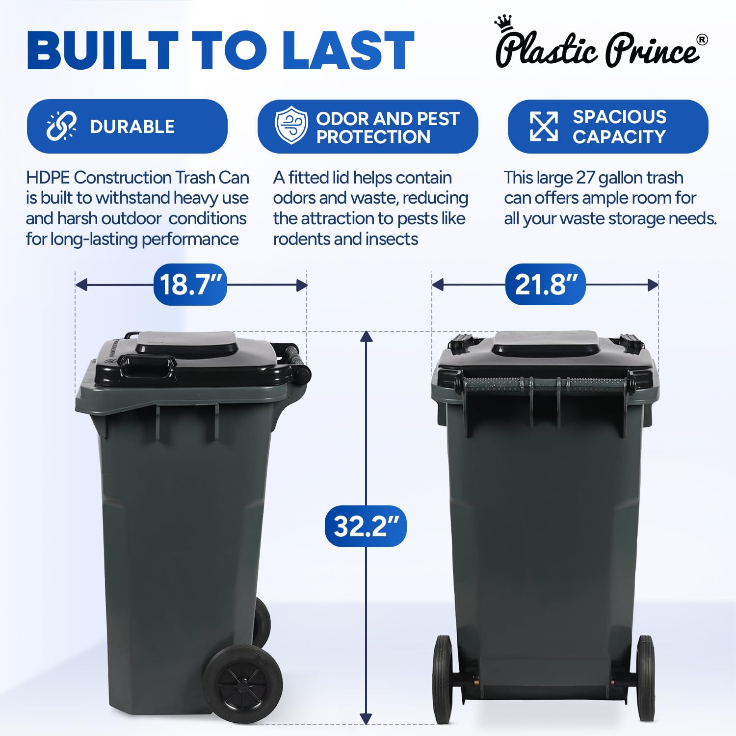 27 Gal Gray Rollout Container