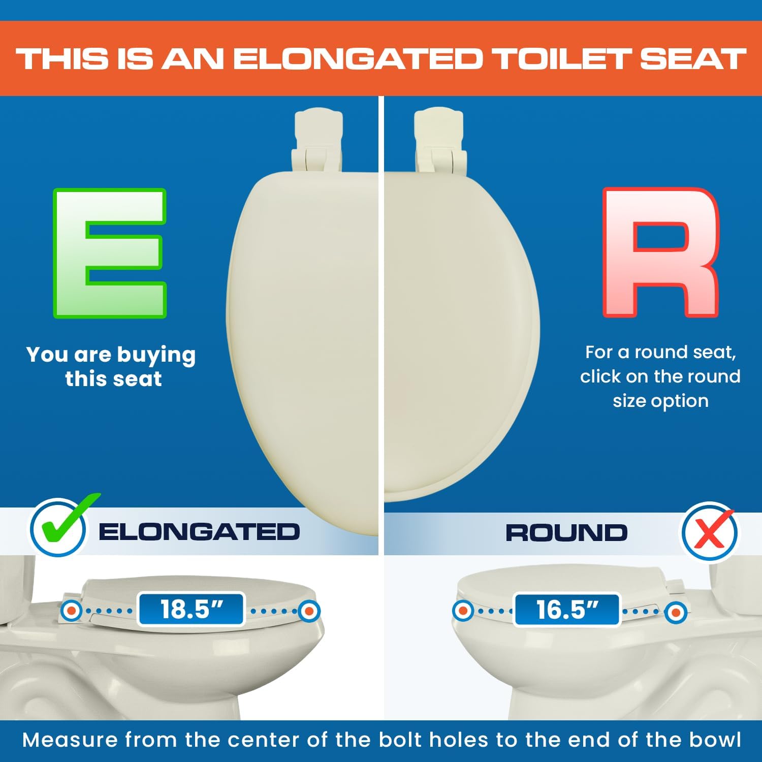 Plexon Soft Cushioned Toilet Seat, Elongated Bone, Slow-Close Lid & Seat, Quick-Release Hinge, Easy To Clean & Change