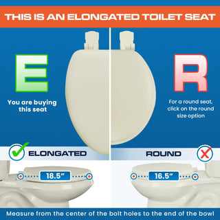 Plexon Soft Cushioned Toilet Seat, Elongated Bone, Slow-Close Lid & Seat, Quick-Release Hinge, Easy To Clean & Change