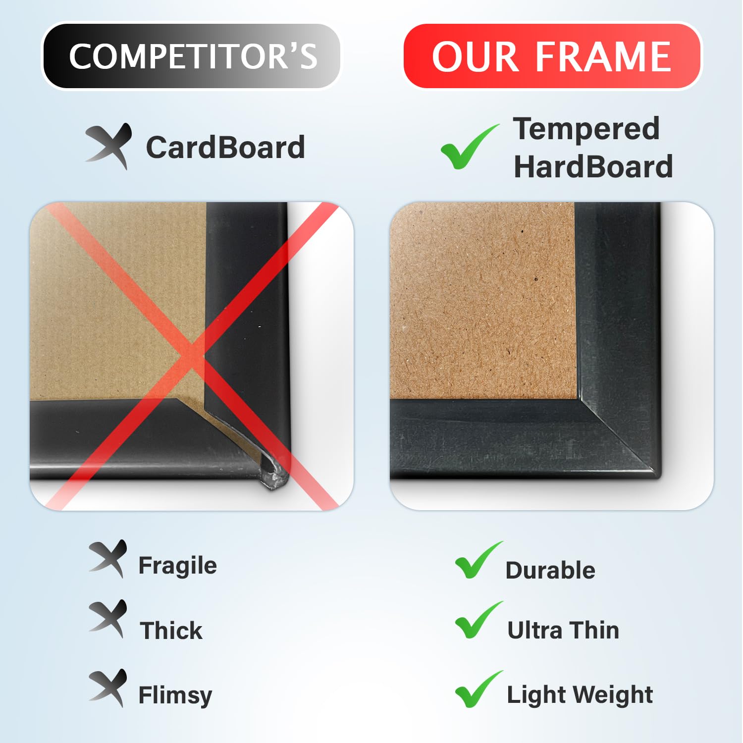 Black Poster Frame, 18" x 24" For Horizontal & Vertical Wall Mounting