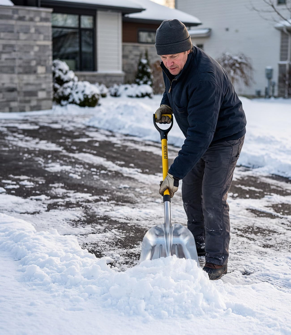48'' Aluminum Snow Shovel Scoop with Folding Fiberglass Handle & Plastic D-Grip, 15'' Wide Blade