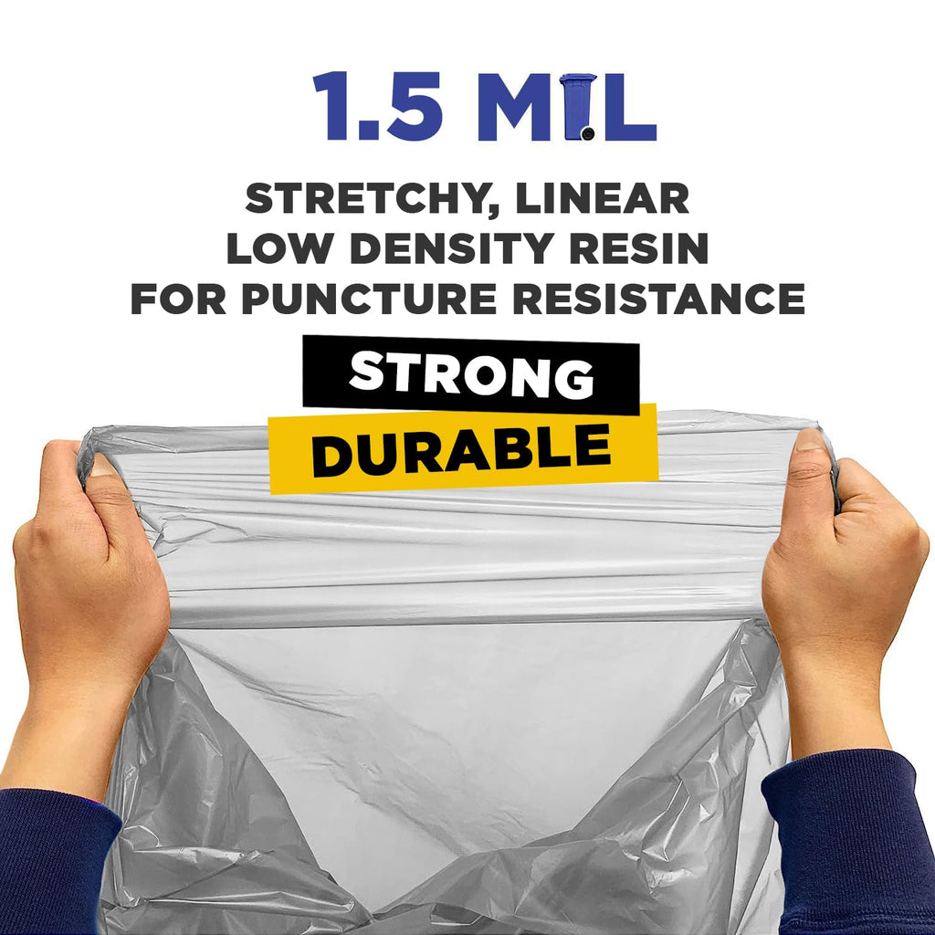 23" x 10" x 39" 33 Gal 1.5 Mil Clear Recycling Bags, 100/Case