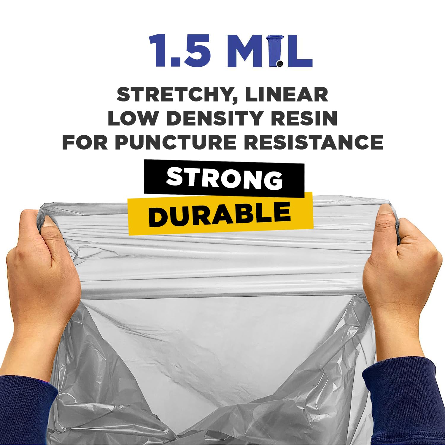 23" x 10" x 39" 33 Gal 1.5 Mil Clear Recycling Bags, 100/Case