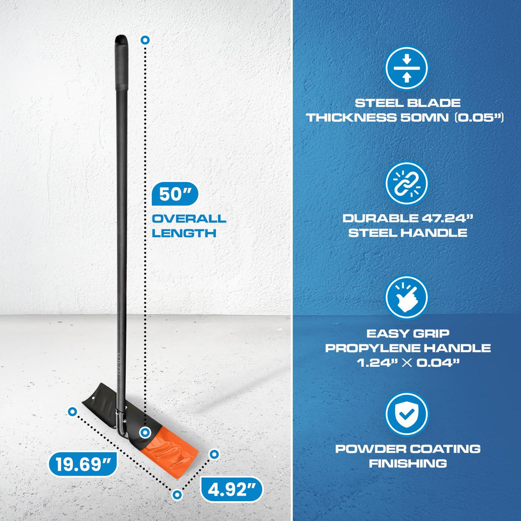 50" Snow Pusher with Metal Handle, 20" Wide Blade