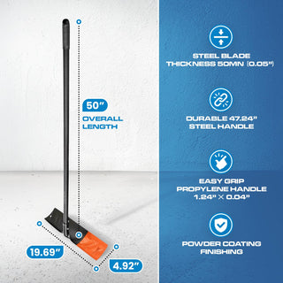 50" Snow Pusher with Metal Handle, 20" Wide Blade