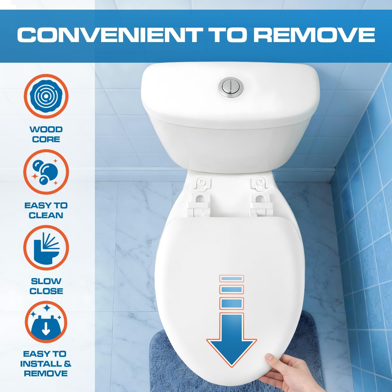 Plexon Soft Cushioned Toilet Seat, Elongated White, Slow-Close Lid & Seat, Quick-Release Hinge, Easy To Clean & Change