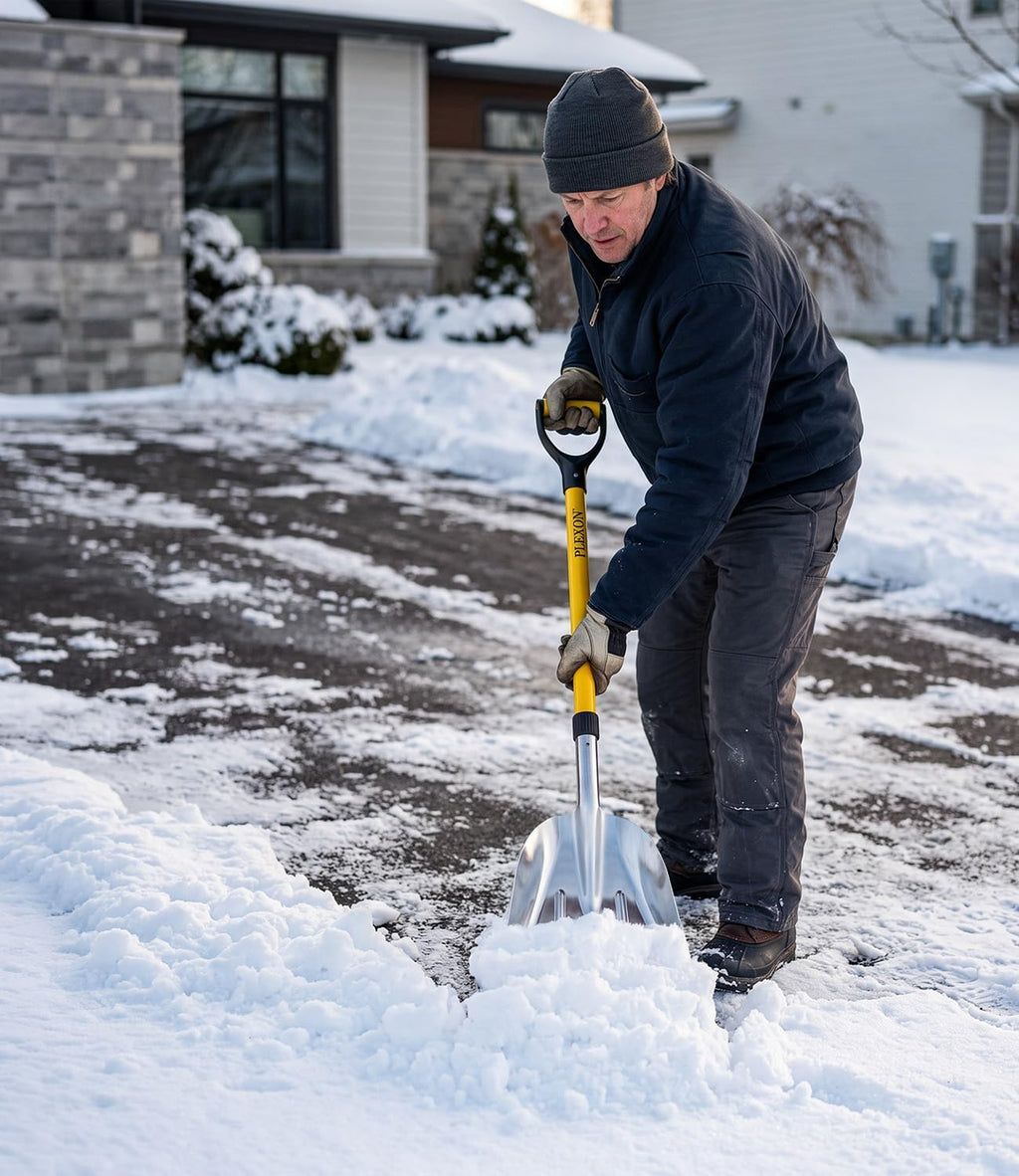 48'' Aluminum Snow Shovel Scoop with Folding Fiberglass Handle & Plastic D-Grip, 12'' Wide Blade