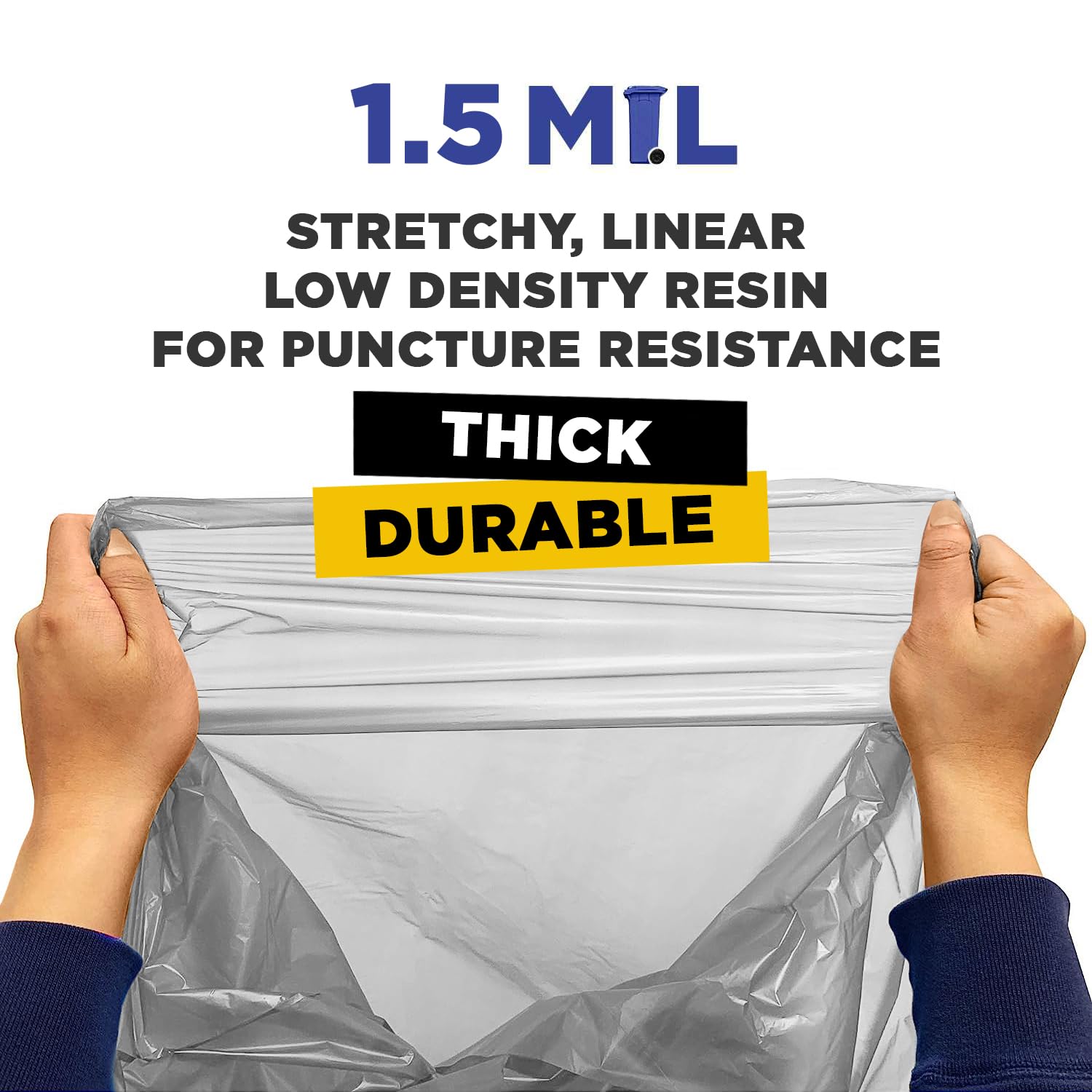 15" x 9" x 31" 13 Gal 1.5 Mil White Heavy Duty Kitchen Bags, 200/Case