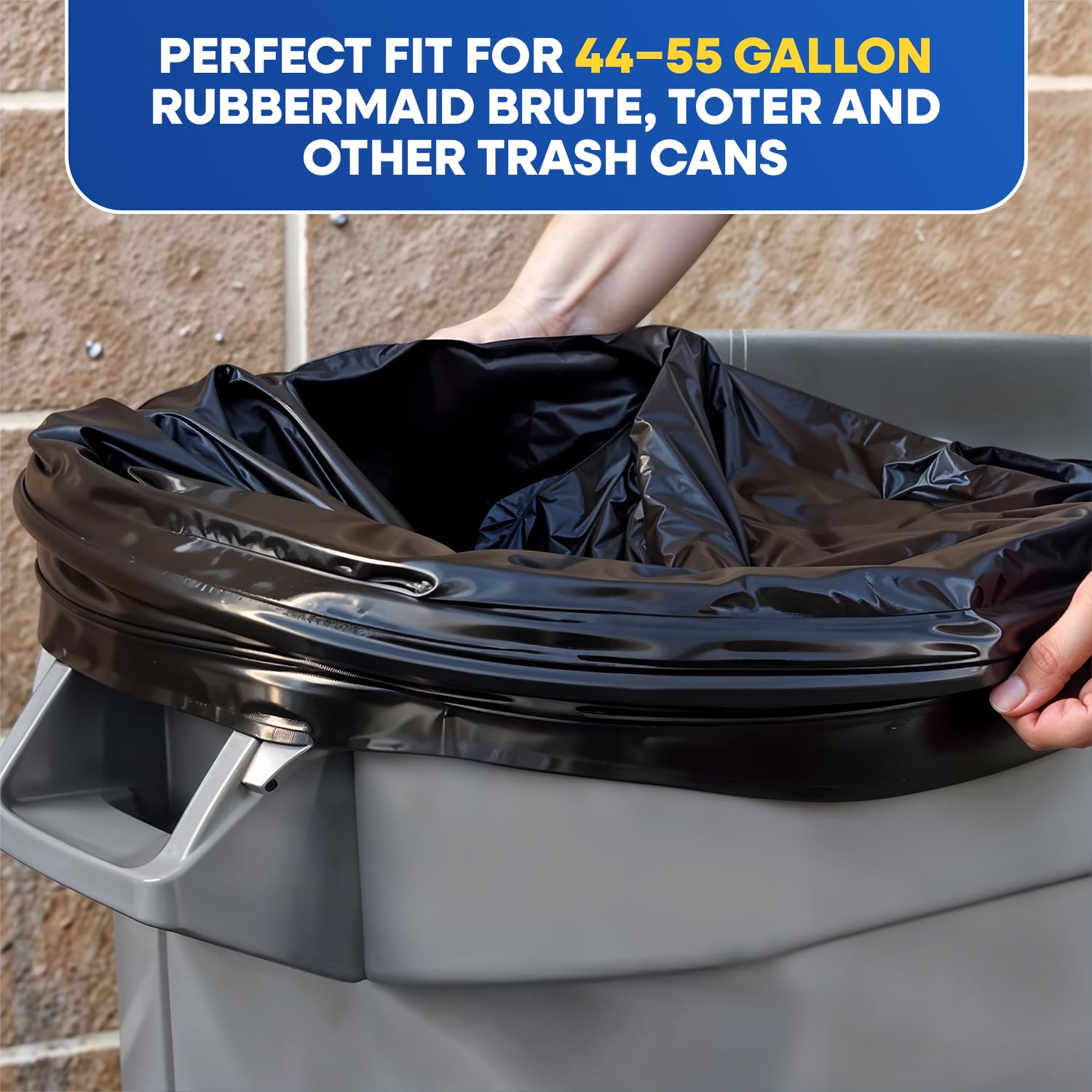 37" x 50" 60 Gal 4 Mil Black Trash Bags, 100/Case