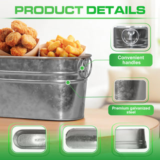 12 in Galvanized Metal Small Oval Planters Tub