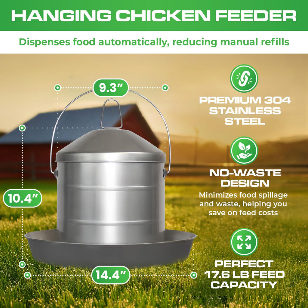 2 Gallon Stainless Steel Automatic Poultry Drinker