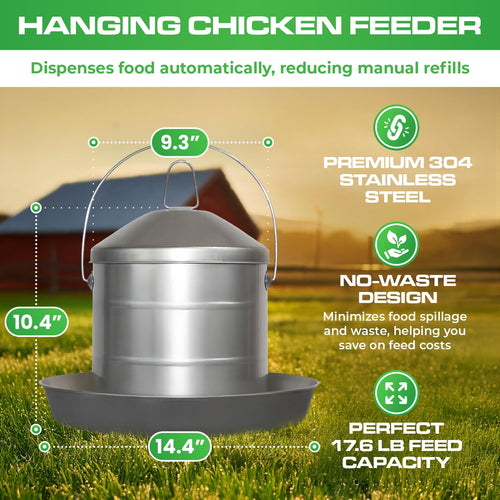 2 Gallon Stainless Steel Automatic Poultry Drinker